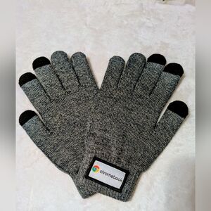 Gloves Chromebook Gray and Black Knit Gloves Non Slip Silicone Grip